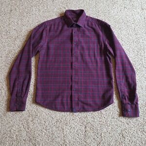 Untuckit Small Flannel Shirt Barry Mens Red Blue Check Cotton Spread Collar